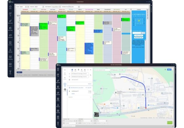 Schedule and dispatch software for improved efficiency and technician management. Schedule and dispatch software for improved efficiency and technician management.